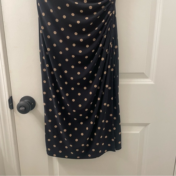 SALE! NWT Lauren Ralph Lauren Polka Dot Ruched Faux Wrap Dress V Neck Size 2 - Picture 3 of 7
